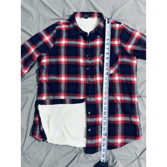 Ambience Women’s Shacket Size Large Shirt/Jacket Plaid Sherpa Button Up - Picture 10 of 11